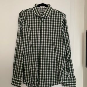 Express green checkered dress shirt